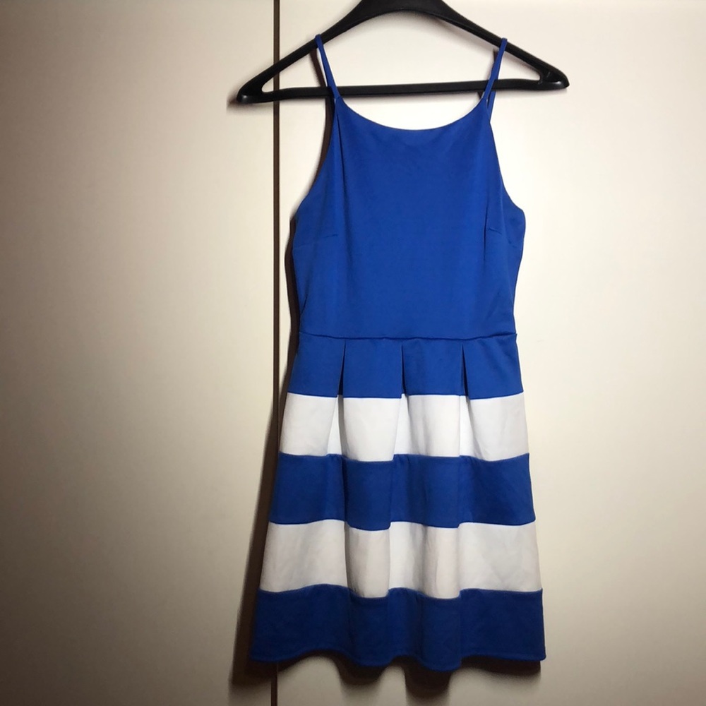 Blue and white stripped dress from Dillard’s
